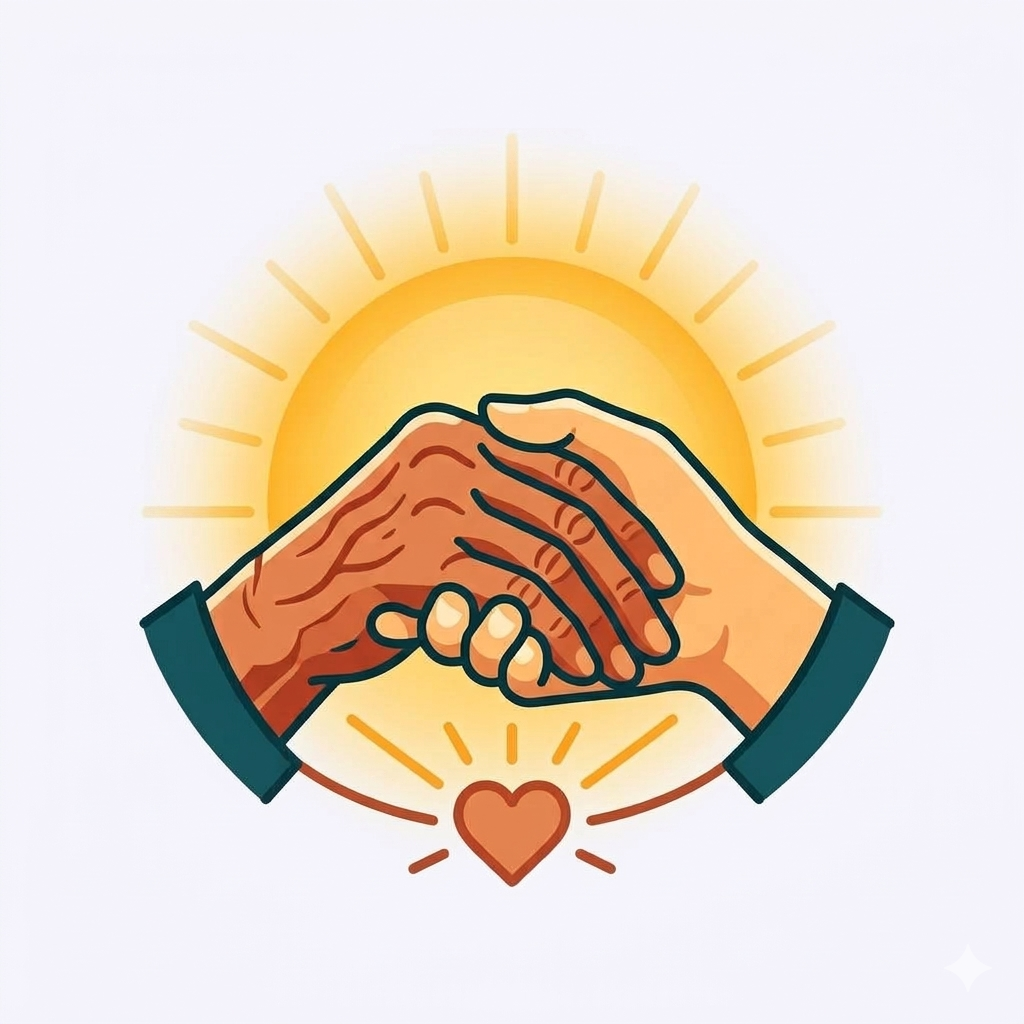 Younger hand holding older hand representing Senior Citizen Connect