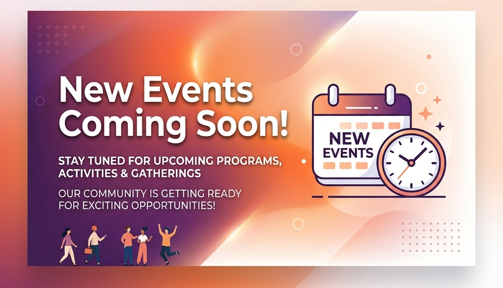 New Events Coming Soon banner placeholder